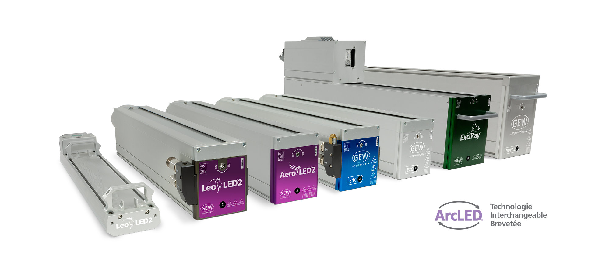 LeoLED2, AeroLED2, E4C, NUVA2, ExciRay et E2C